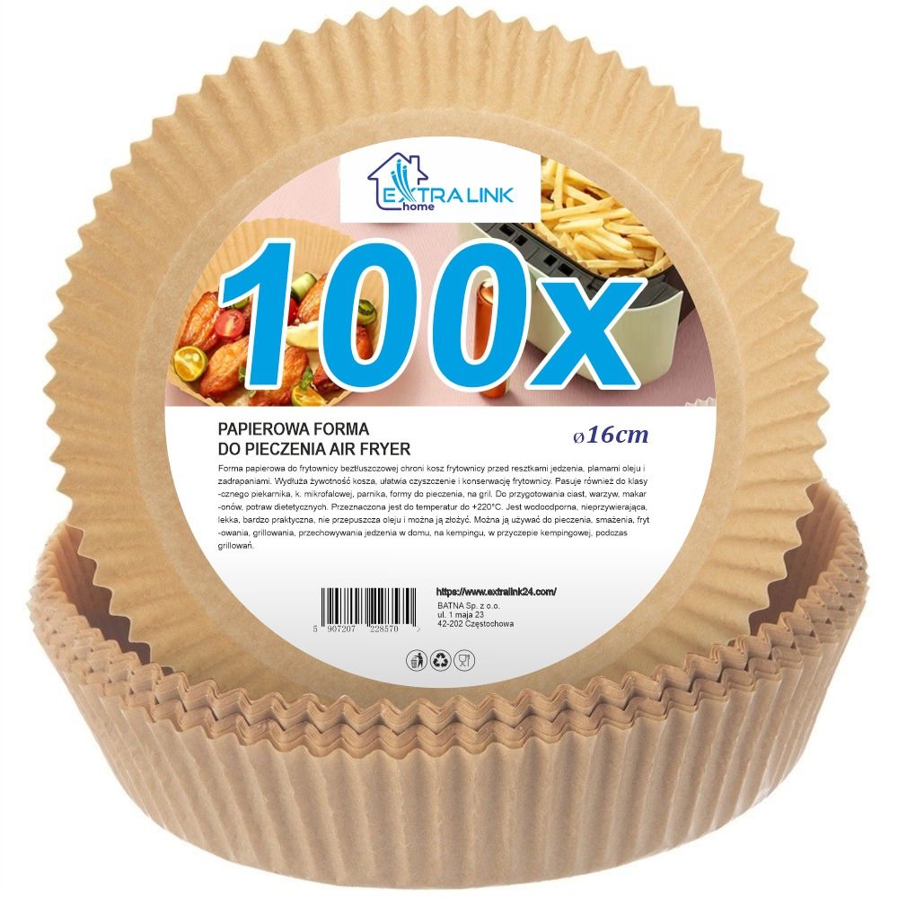 Extralink Home bakpapper till airfryer, 16 cm, runda, 100 st.