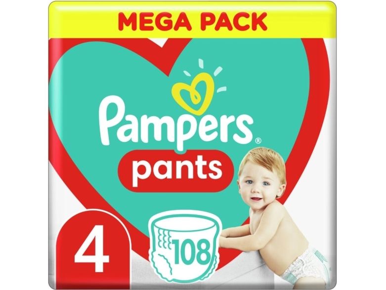 Sauskelnės - Kelnaitės Pampers Pants 4 Dydis, 9-15Kg, 108 Vnt.