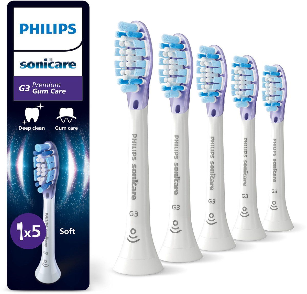 Philips Sonicare G3 Premium Gum Care HX9055 - ekstra tandbørstehoveder, hvid (5-pak)