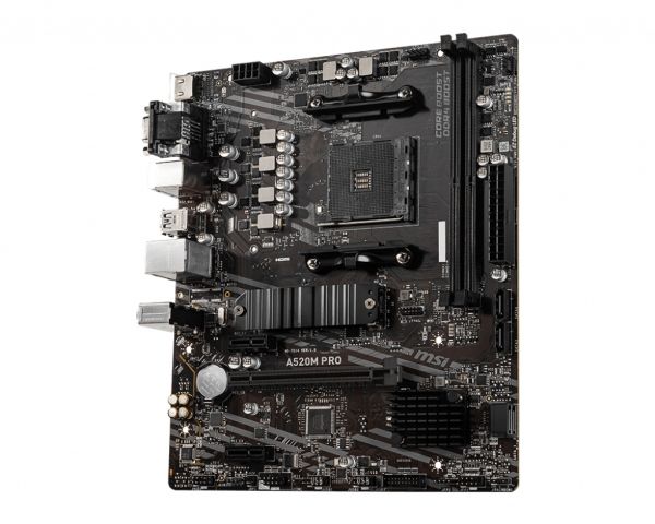 Msi A520m Pro - Bundkort - Micro Atx - Socket Am4 - Amd A520 Chipset - Usb 3.2 Gen 1 - Gigabit Lan - Onboard Grafik (Cpu Påkrævet) - Hd Audio (8-Kana
