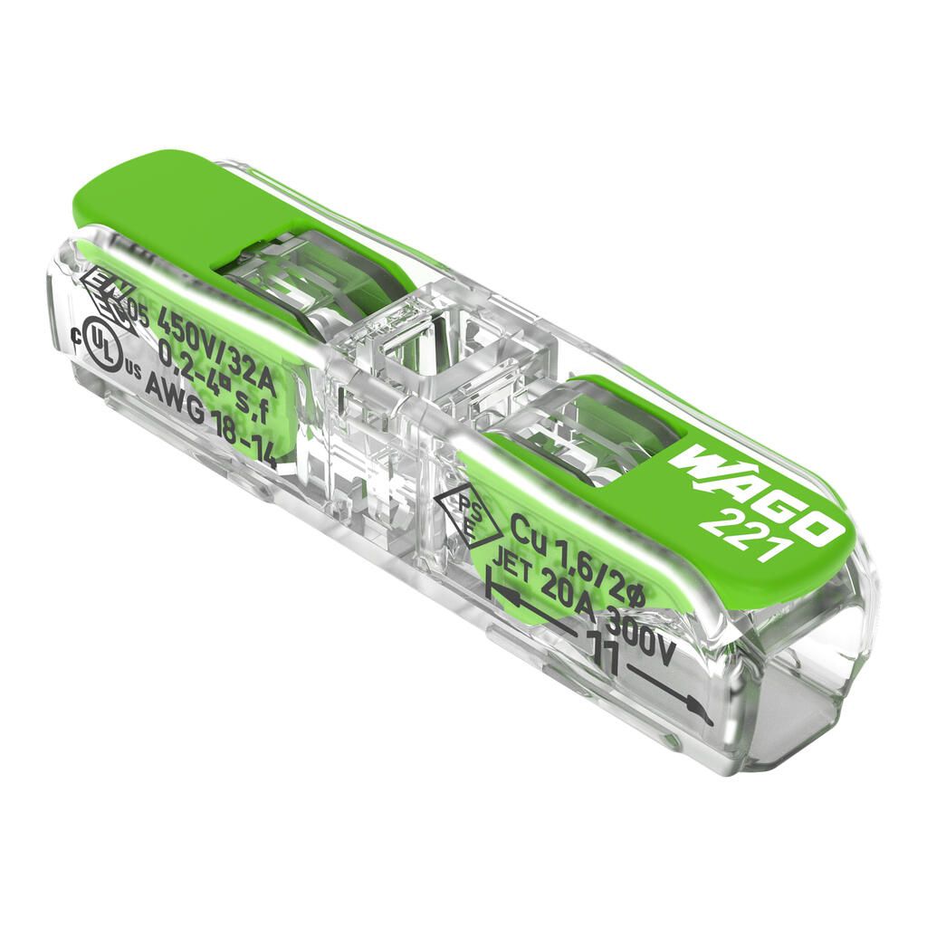 WAGO 221-2431 inline-samlemuffe med fjederklemme og håndtag, 60 stk.