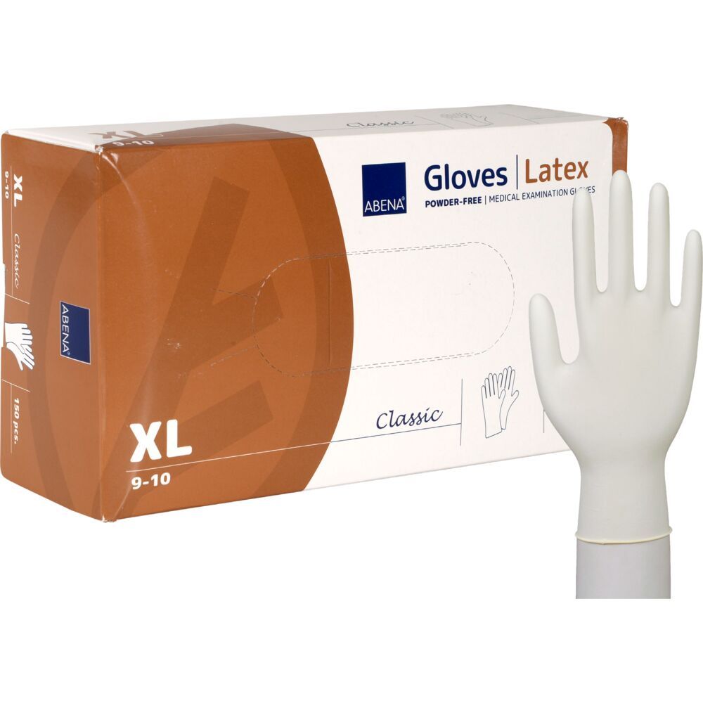 Undersøgelseshandske, ABENA Classic, XL, nature, latex, pudderfri - (150 stk.)