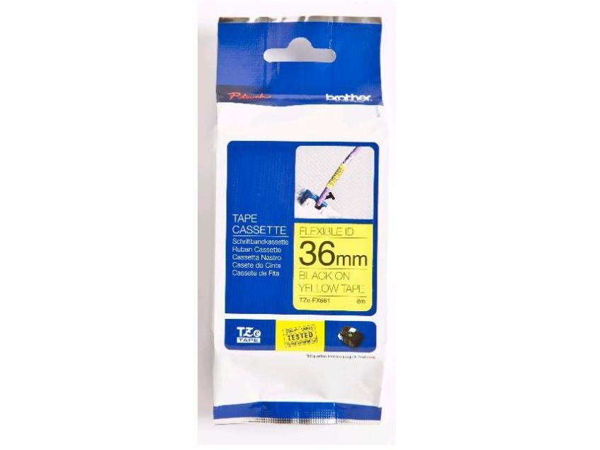 Brother Tze-Fx661 - Sort På Gul - Rulle (3,6 Cm X 8 M) 1 Kassette Fleksibel Tape - Für P-Touch Pt-3600, 530, 550, 9200, 9400, 9500, 9600, 9700, 98