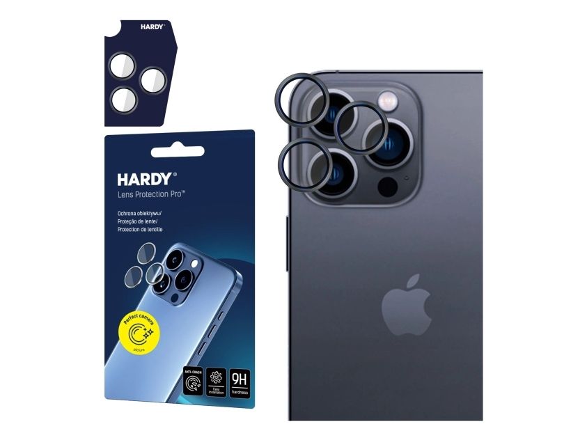 3Mk Hardy Lens Protection Pro, Apple, Iphone 13 Pro, 13 Pro Max, Ridseresistent, Splintfri, Grafit, Grå, Transparent, 1 Stk