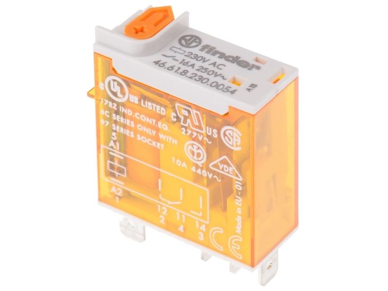Stikbensrelæ Industri S46.61, 1P, 16A, 230V AC, med LED