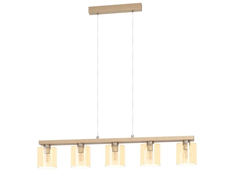 EGLO CASTRALVO LÅNGBORD E27 5L BS/TRÄ/AMBER FSC