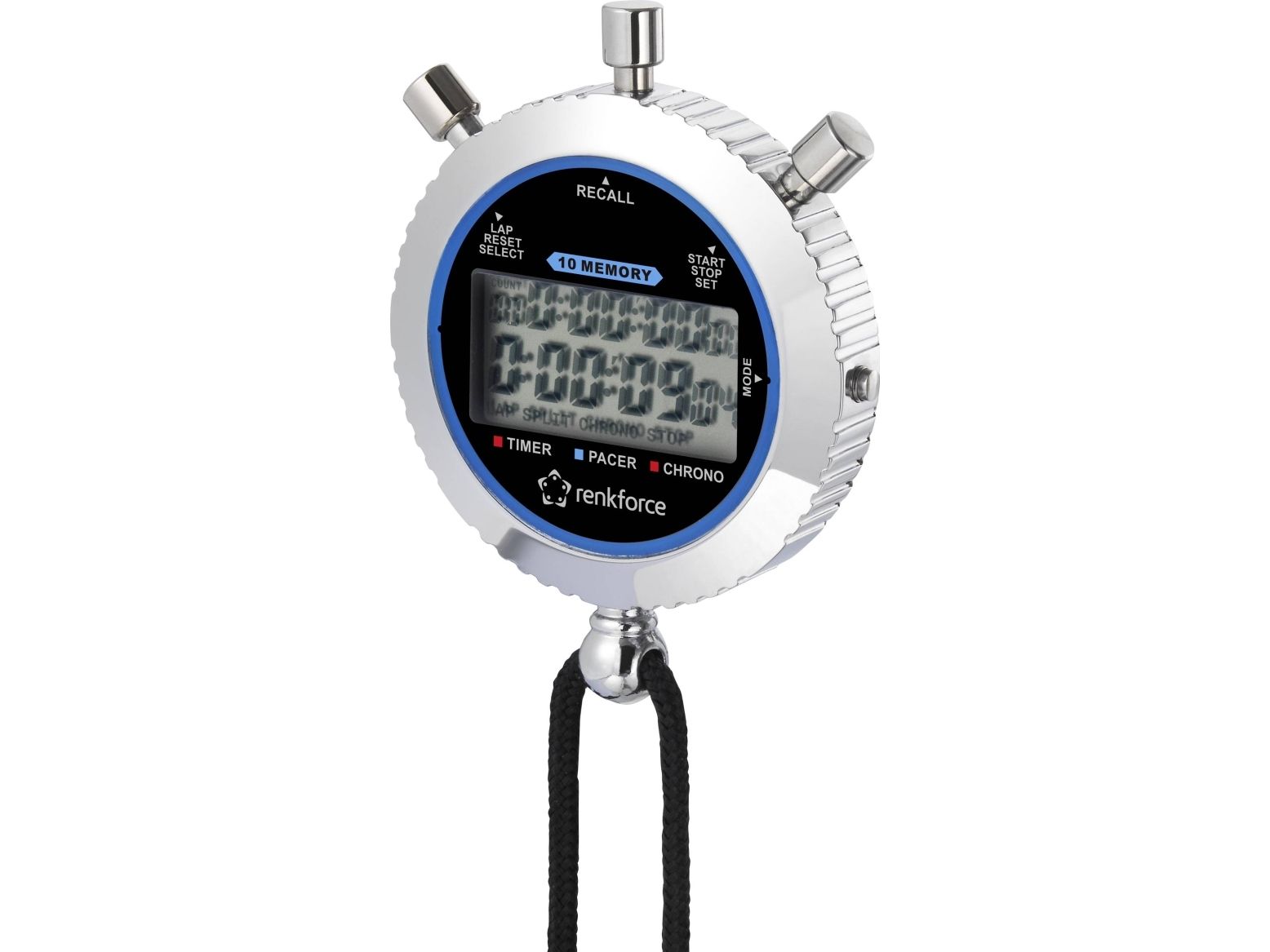 Renkforce RF-SW-200 digitalt stopur, 1/100 præcision, 500 omgange, sølv