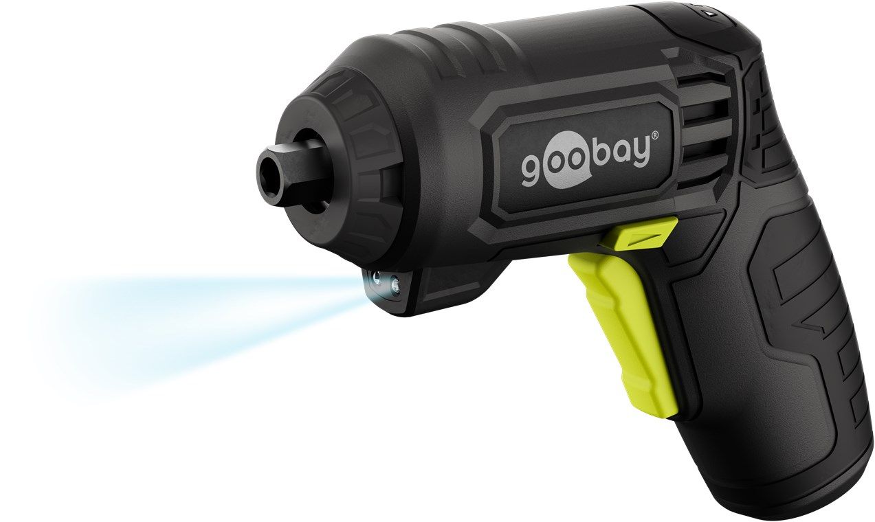 Goobay Mini Cordless Screwdriver Set, 31 Pcs. - pistol-gr, Eldriven skruvdragare, Pistolhandtag, Svart, Gul, IPX0, 200 RPM, 8 nm