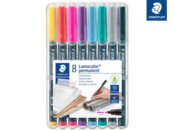 Staedtler Lumocolor® 317 WP4-8 Medium 0,8-1 mm med 8 stk. ass. farver | Skrivredskap - Märkpennor - Permanent Marker | GameStuff