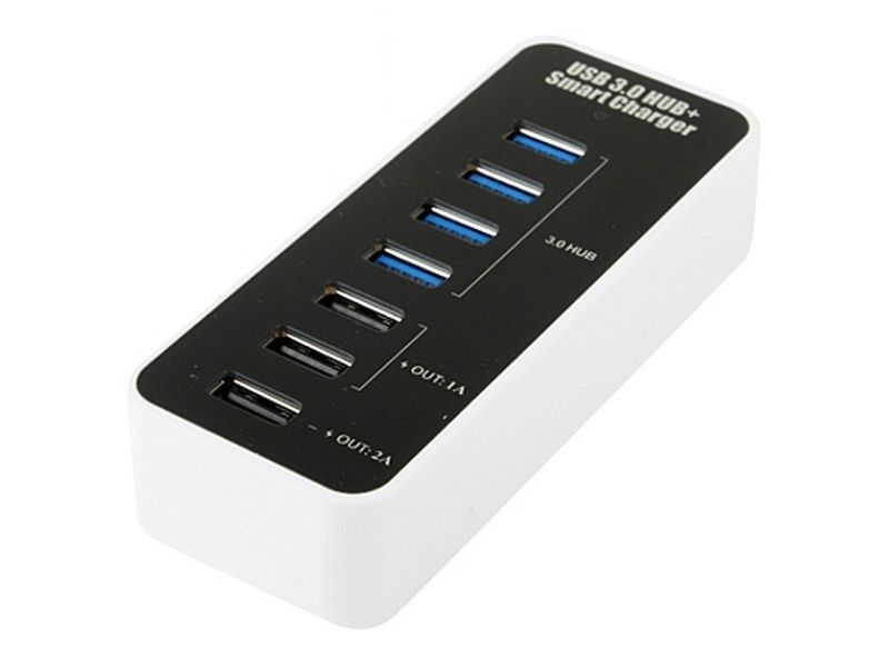 Techly IUSB3-TLYBV7, USB 2.0, USB 3.2 Gen 1 (3.1 Gen 1) Type-A, 5000 Mbit/s, Sort, Hvid, CE, FCC, RoHS, WEEE/RAEE, 12 V, 5 V