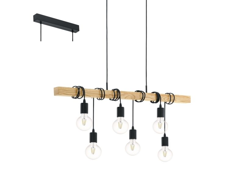 Eglo Townshend Langbordspendel I Modern Design I Sort Og Eg