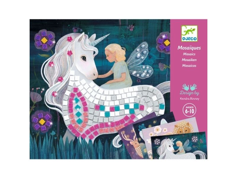 DJECO The Enchanted World Mosaic Kit, Children''s diamond painting kit, 6 År, Flerfarvet