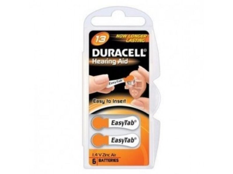 Duracell DA13 ACUSTICA, Single-use battery, Zink-luft, Knap/mønt, 1,4 V, 6 stk, Metallic,Orange