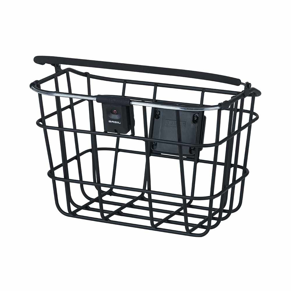 Basil Bremen, Vorderseite, Fahrradkorb, Aluminium, Schwarz, 5 Kg, 380 Mm