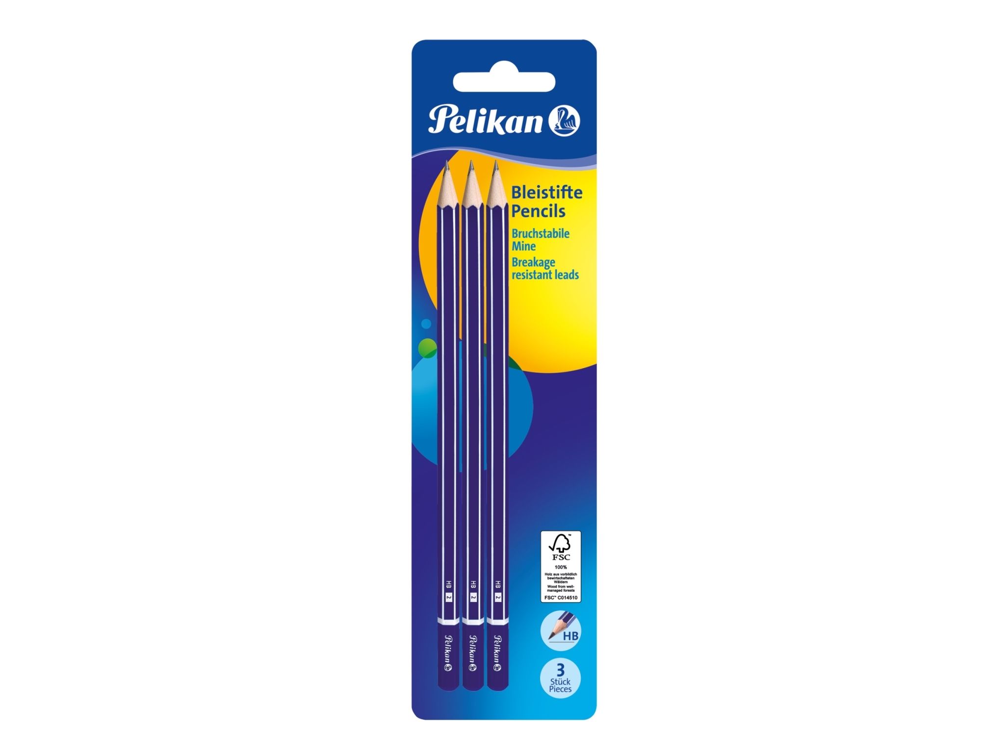 Pelikan 978841, Hb, Blau, Hexagonal, Sichtverpackung, 3 Stück(E), Deutschland
