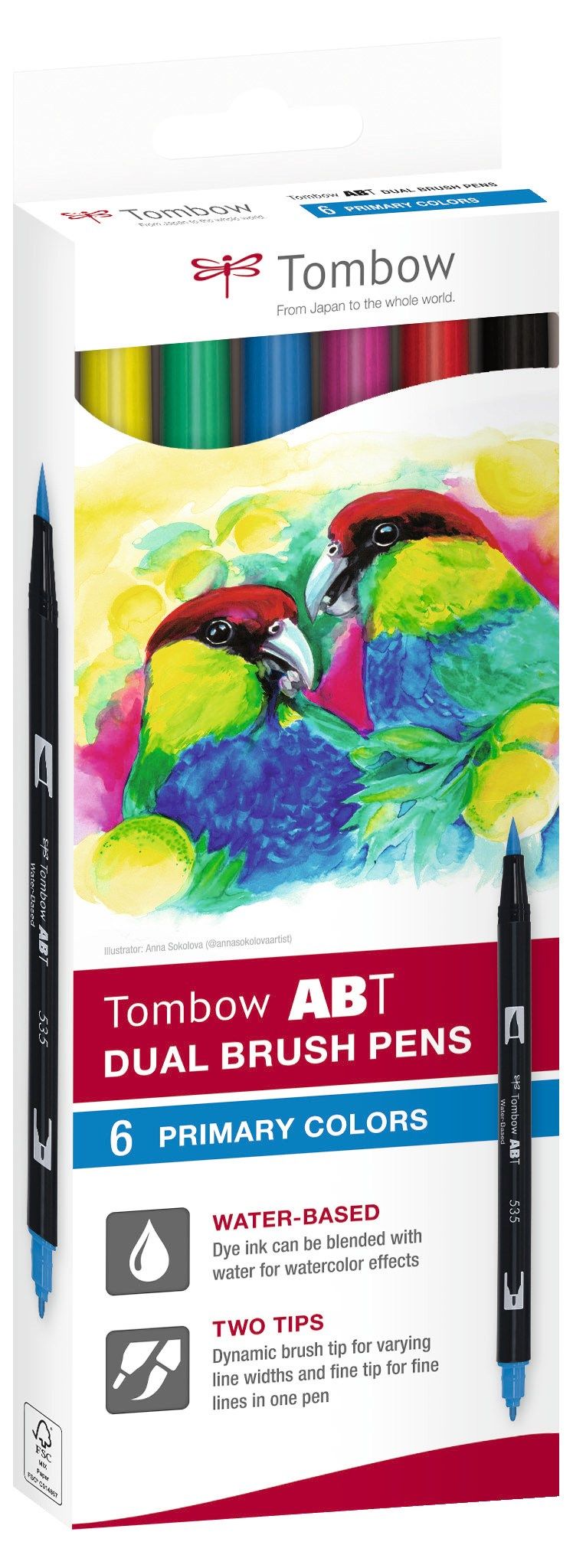 Tussi Tombow ABT Dual Brush 6C-1 Basic värilajitelma - (6 kpl/pakkaus)