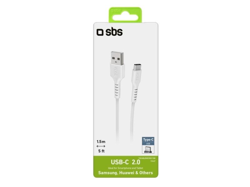 Sbs Tecablemicroc15w, 1,5 M, Usb A, Usb C, Usb 2.0, Weiß