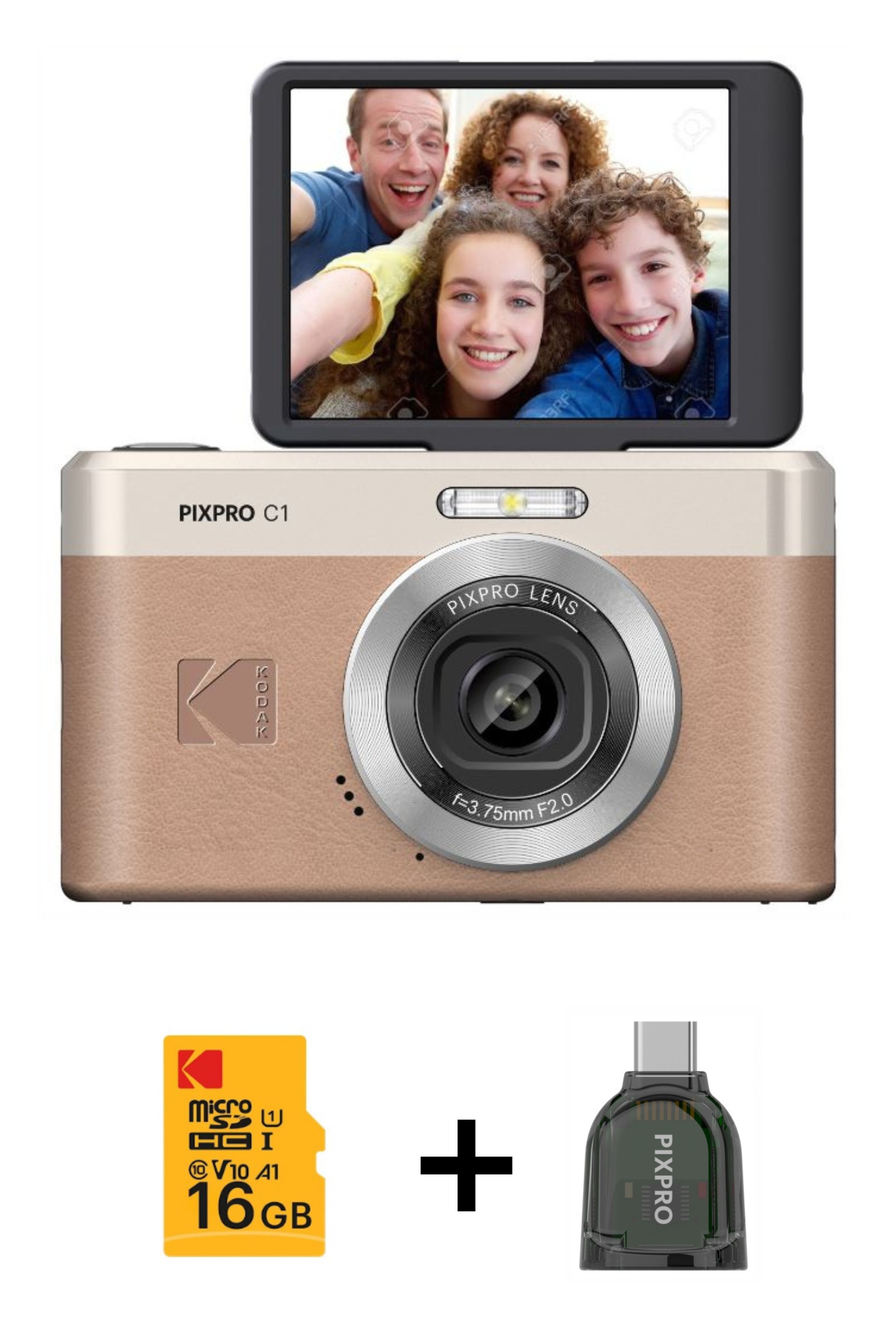 Kodak Pixpro C1 Digital Kamera - 13MP CMOS Sensor, 4x Digital Zoom, ISO 100-1600 - Brun