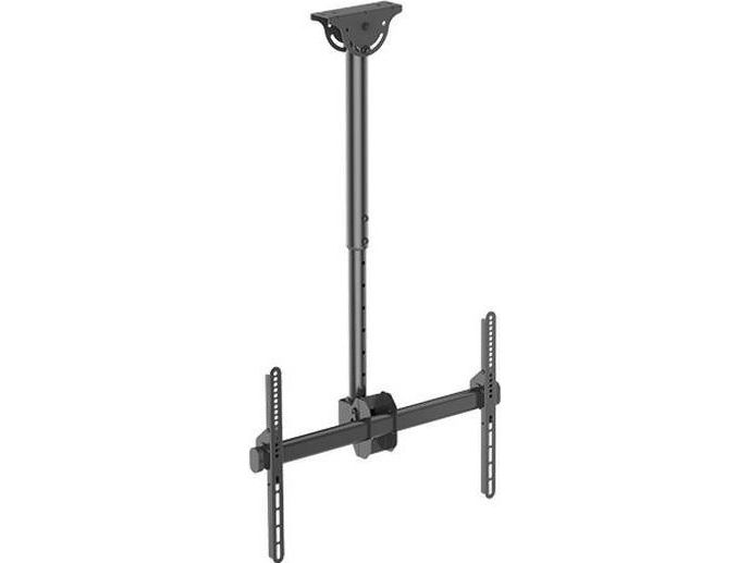 Techly - Monteringssæt (Til Loftmontering, Monteringsbøjle, Teleskopisk Pæl) - For Fladt Panel - Stål - Sort - Skærmstørrelse: 37"-70" - Loftsmonterb
