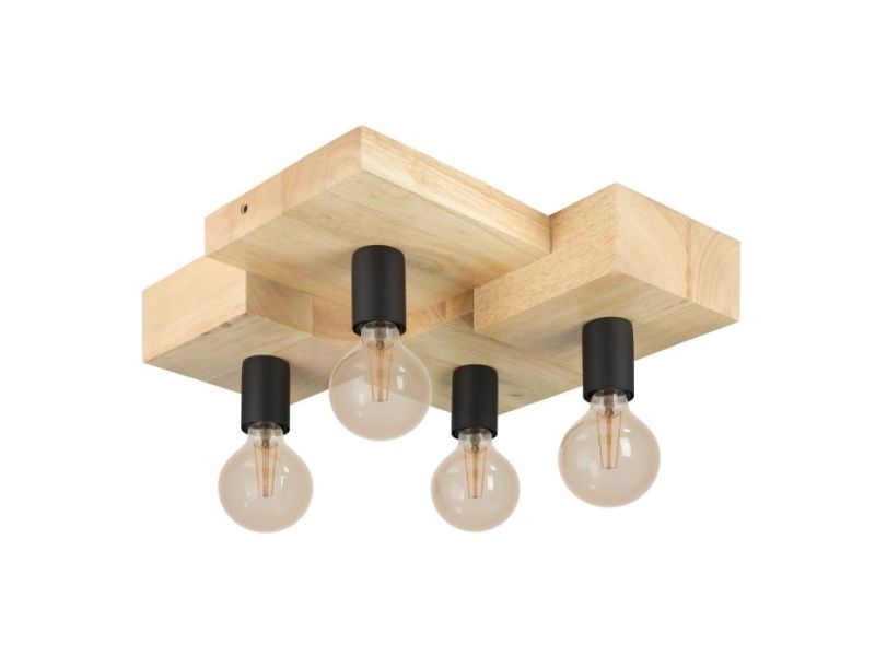 Eglo Halkin Loft 4L E27 Sort/Træ