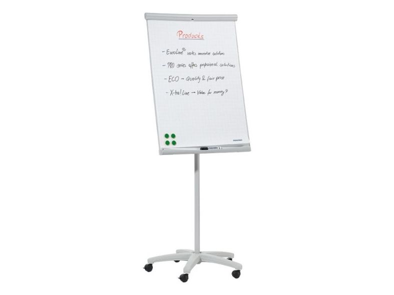 FRANKEN Flipchart U-Act! Line mobil 700 x 1.000 mm magnetisk tavle rund fod med 5 låsbare hjul - 1 stk (FC91)
