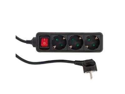 Rev 0512371555, 1,4 M, 3 Ac-Ausgänge, Indoor, Schwarz, 250 V, 50 Hz
