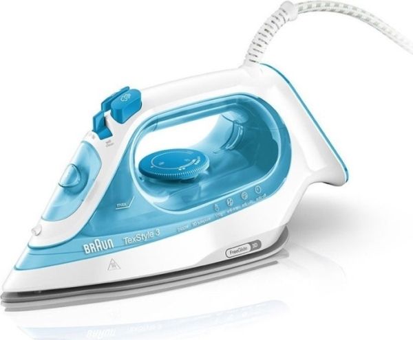 Braun Texstyle 3 Steam Iron Si 3053 Blue, Keramik-Bügelsohle, 2 M, Blau, 0,27 L, 2400 W