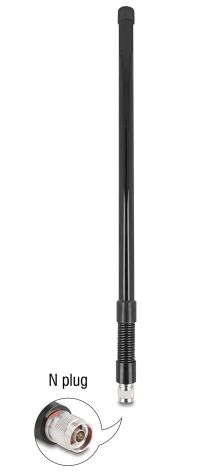 Delock Wifi 5.8 Ghz Antenne N Stecker 7 Dbi Omnidirektional Mit Stahlfeder Schwarz Outdoor, Omniretningsbestemt Antenne