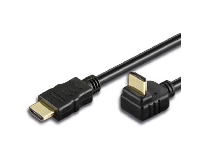 Techly - Hdmi-Kabel Med Ethernet - Hdmi Han Vinklet Til Hdmi Han Lige - 5 M - Sort - Vinklet