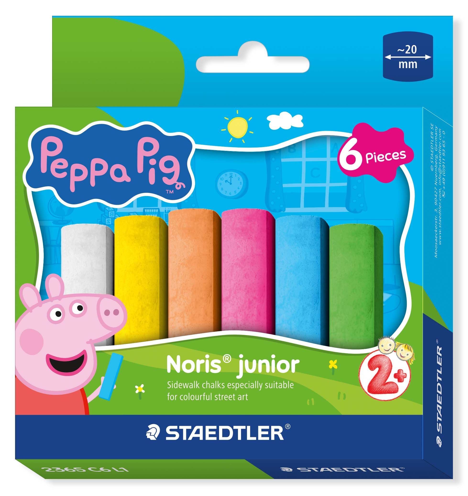 Gatukrita STAEDTLER Noris® Gurli Pig - med 6 blandade färger | Skola & Hobby - Solida färger - Färgkritonger för skolanvändning | GameStuff