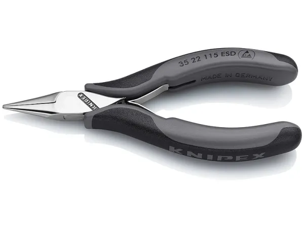 Knipex KP-3522115ESD, 1,1 cm, 2,25 cm, 7 mm, Kromvanadinstål, Plast, Svart, Grå | Verktyg & Verkstad - Tänger - Rör- och Elektronikgriptång | GameStuff