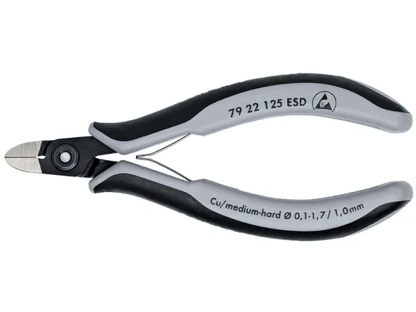 Knipex 79 22 125 ESD, Avbitartång, 1 cm, 6,5 mm, Stål, Svart, Grå, 125 mm | Verktyg & Verkstad - Handverktyg - Sidavbitare | GameStuff