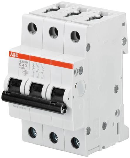 Automatsikring c 6a 3-polet c-karakteristik brydeevne 10ka 230/400v ac 52,5mm bred s203m-c6