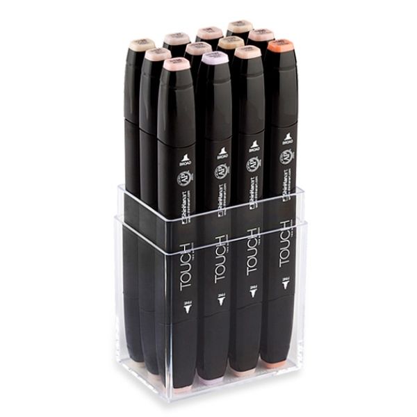 Touch Twin Marker 12 stk. hudfarver, rund + kantet spids - Perfekt til Cozy Coloring