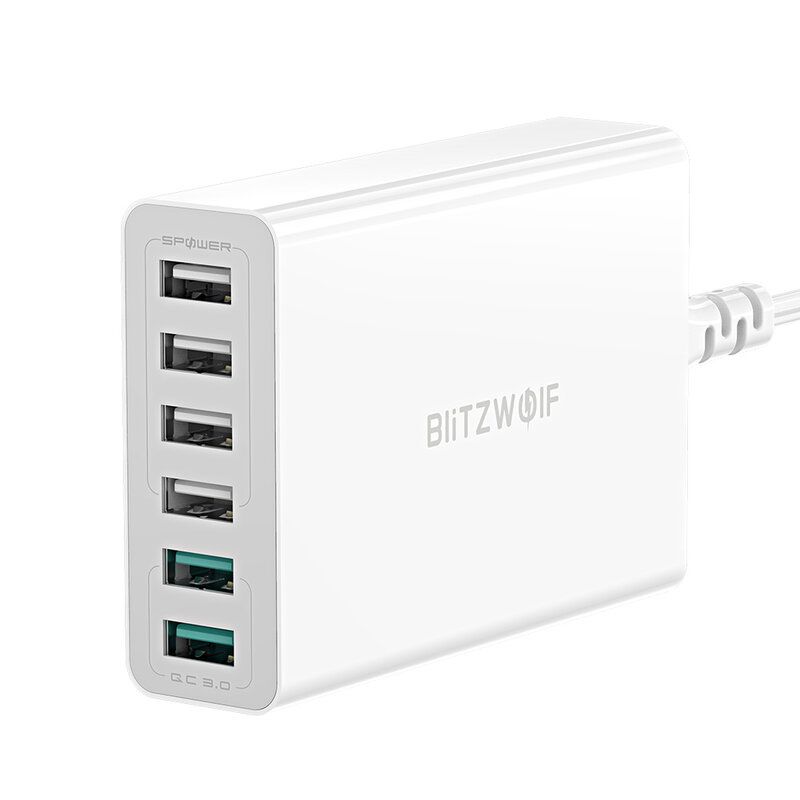 Blitzwolf oplader 6x USB-oplader Blitzwolf BW-S15, QC 3.0, 60W (hvid) (BW-S15 EU) - 023076