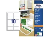 Visitkort Avery C32011-10 Quick&Clean™ 45x85 mm hvid - 200 g/m² - 100 kort - (10 ark x 10 stk.)