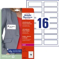 Navneskilt Avery 88,9x31 mm hvid selvklæbende - (20 ark x 16 stk.)