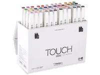 Touch Brush Marker 48stk i gaveæske, pensel + medium kantet spids - Perfekt til Cozy Coloring