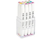 Touch Brush Marker 12stk pastel farver, pensel + medium kantet spids - Perfekt til Cozy Coloring