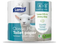 Toiletpapir Lambi Classic Plus 3-lag L25.5m Hvid,7 pk x 4 rl/sæk - (28 stk.)