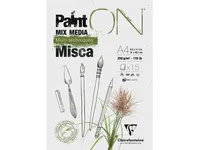 Paint-On Blok Misca A4, 250gram, 15 ark hvidt papir indeholder græs fibre, multi teknik papir, toplimet