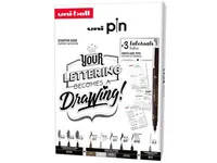 Uni Pin Lettering Collection Box - Gaveæske med øvelser ( indeholder 8x uni pin + 1 pencil 0,5mm)