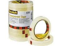 Tape Scotch kontortape 550 transparent 15mm x 66m - (66 meter pr. rulle x 10 ruller)