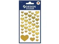 Etiketter Z-Design Guldhjerter - med 39 stk.