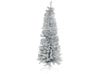 Alternativ bild 0 för Konstgjord julgran smal PVC BLING, klass C, 180X68 cm u/LED, silver NORDIC WINTER (780-184)