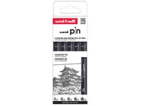 Uni Pin set classic 5 stk (0,1/0,3/0,5/0,7/0,9) Black pigmented ink
