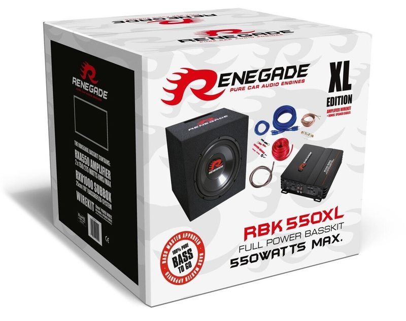 Renegade RBK550XL 10" baspaket med 2-kanalsförstärkare och installationskit