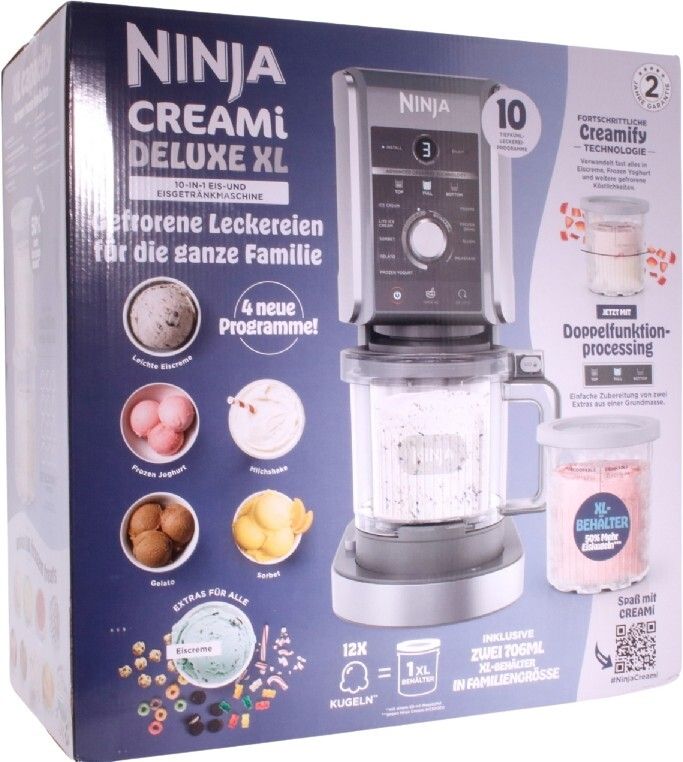 Ninja CREAMi Deluxe, 0,709 l, 1 hoar, Svart, Silver, LED, 0,88 m, 24 h
