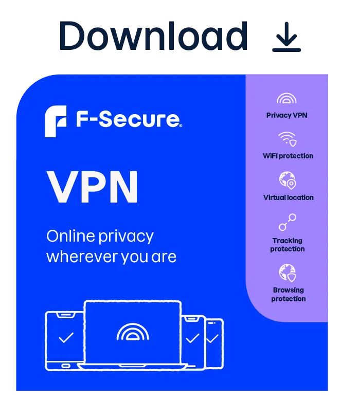 F-Secure VPN | 3 laitetta | 1 vuosi | Lataa & tuoteavain