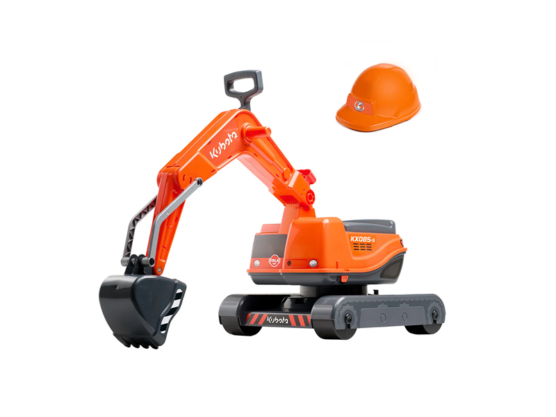 Grävmaskin inkl. hjälm FALK Kubota (808-091) | Utomhusleksaker - El & Bensinfordon - Elbilar för barn 6V | GameStuff